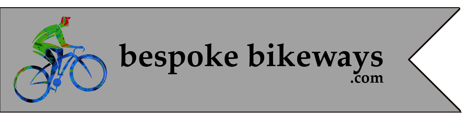 The Bespoke Bikeways bike logo with the text bespokebikeways.com on a dark grey banner.